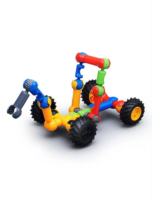 DIY Stick Building Blocks Construction Toy with Wheels – 22 Pcs