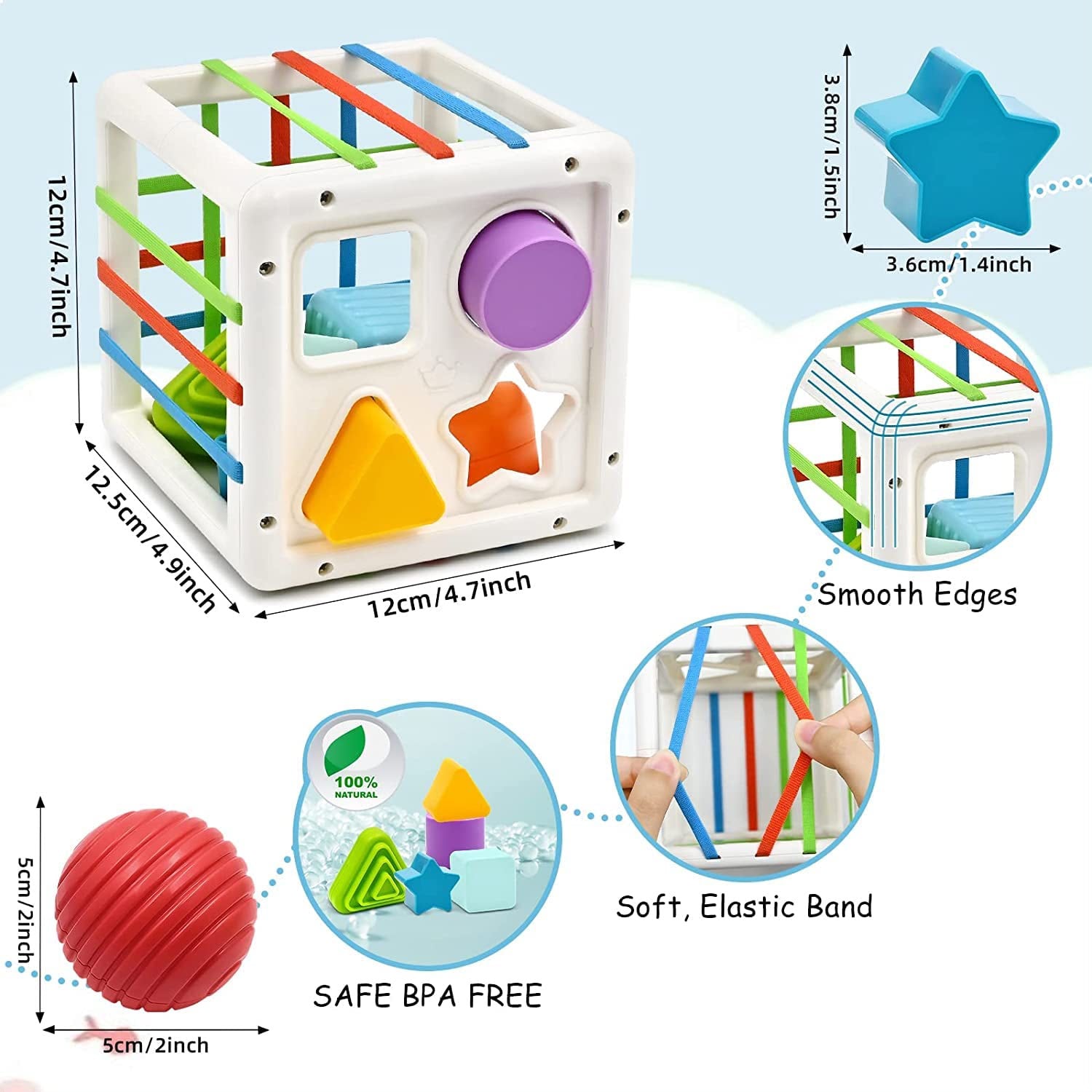 Play & Grow Sensory Shape Sorter Cube Baby Toy