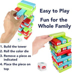 Cute Cartoon Stacking Block Game for Kids – 30-Piece Colorful Tumble Tower Toy Set with Dice |