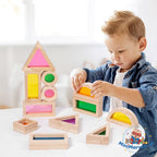 Wooden Acrylic Transparent Building Blocks Set – 24-Piece Rainbow Sensory Light & Shadow Stacking Blocks for Toddlers