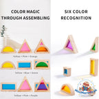 Wooden Acrylic Transparent Building Blocks Set – 24-Piece Rainbow Sensory Light & Shadow Stacking Blocks for Toddlers