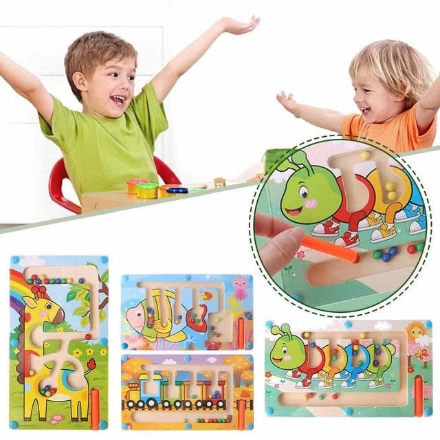 Wooden Magnetic Learning Maze Color Matching Board