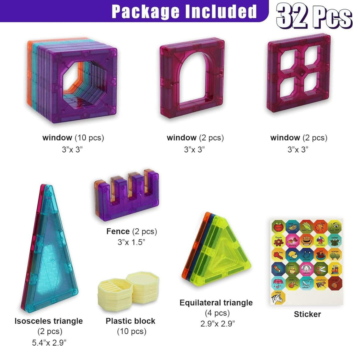 Magnetic DIY Tiles - 32 pcs