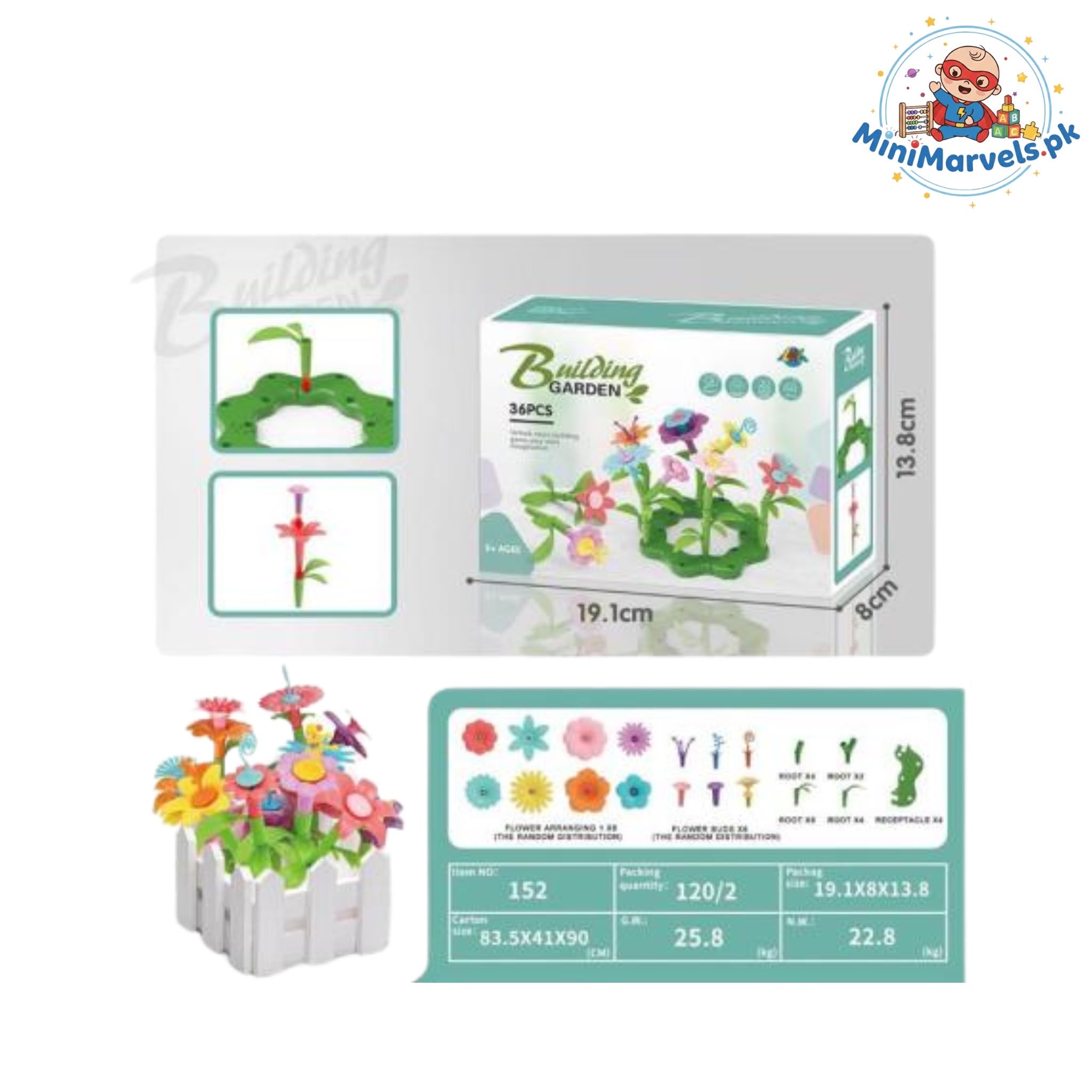 36PCS DIY Flower Garden Building Blocks Set – Educational Floral Arrangement Toy for Kids
