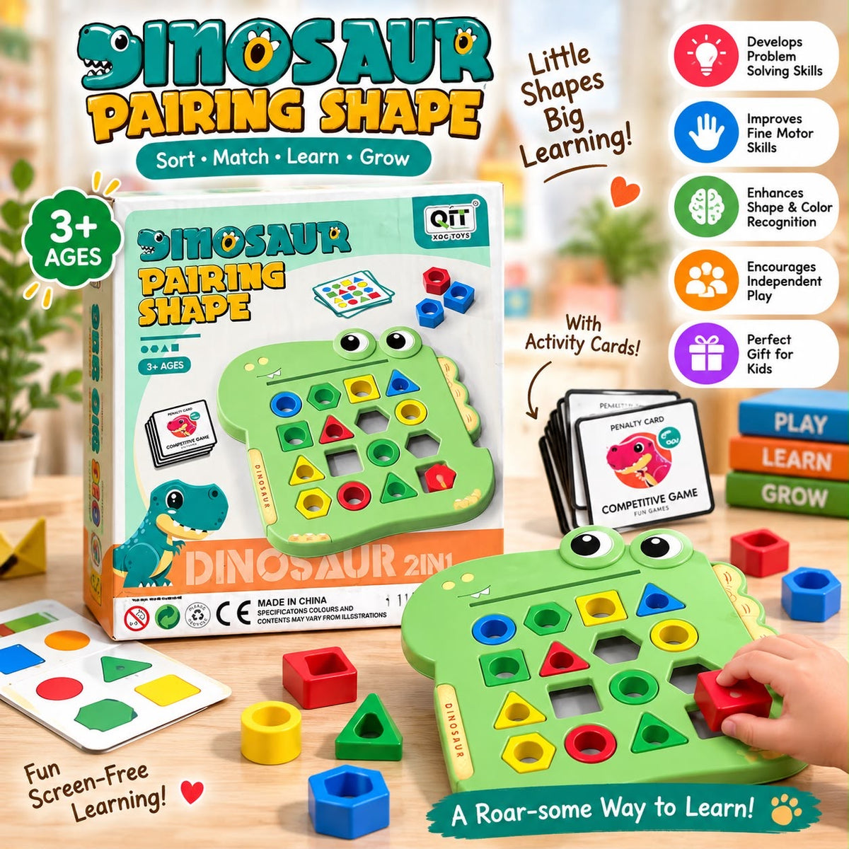 Dinosaur Pairing Shape Toy for Kids