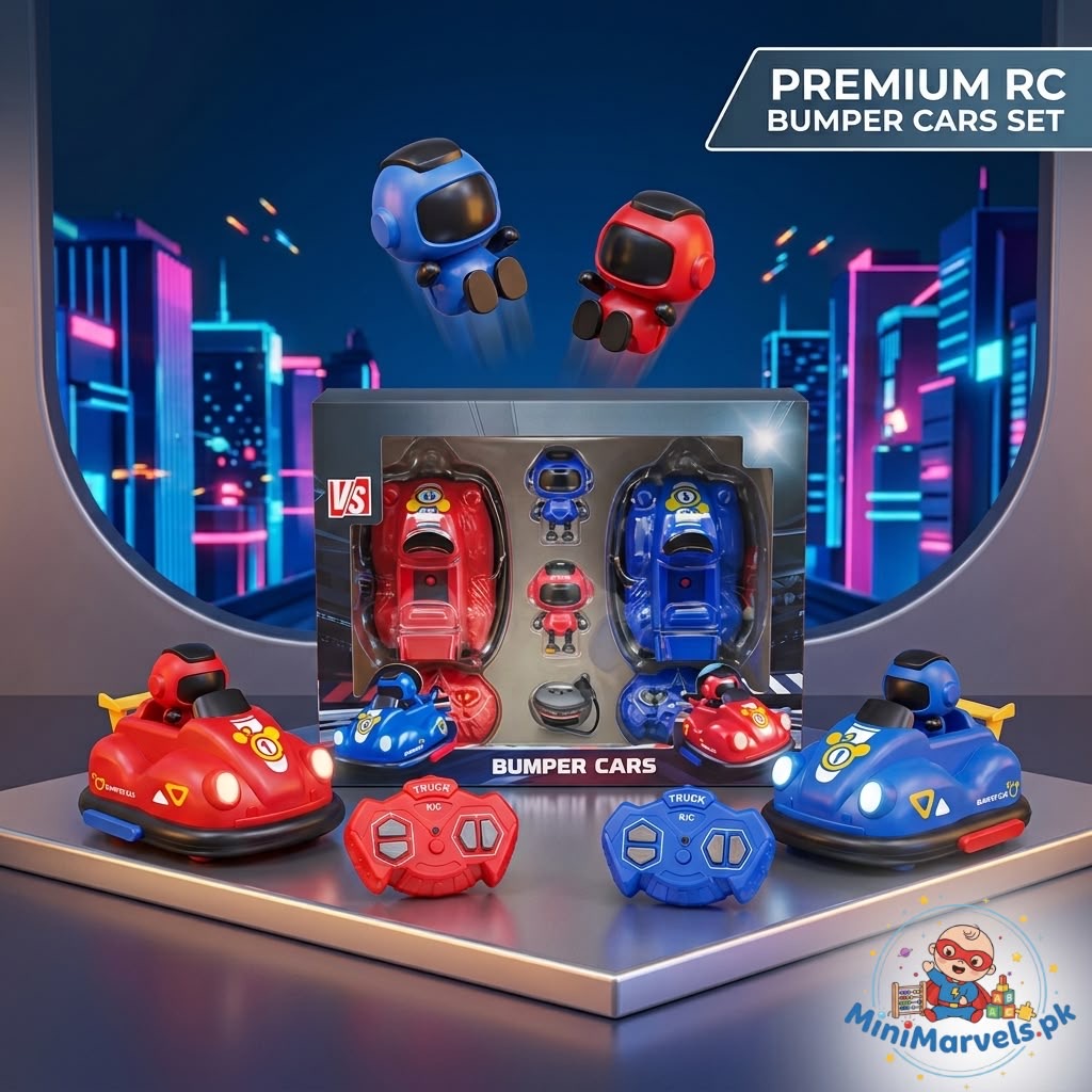 Premium Remote Control Bumper Cars Set for Kids – 2-Player Interactive RC Battle Toy Cars with Ejecting Drivers (Red vs Blue)