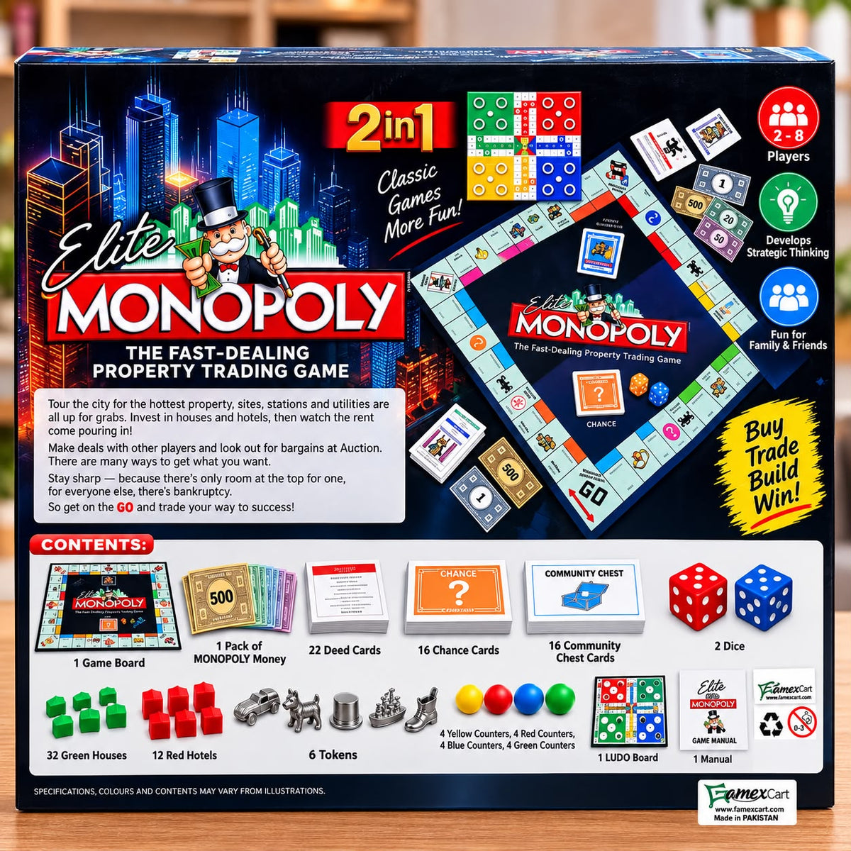 Elite Monopoly 2-in-1 Board Game & Ludo | Family Strategy Game