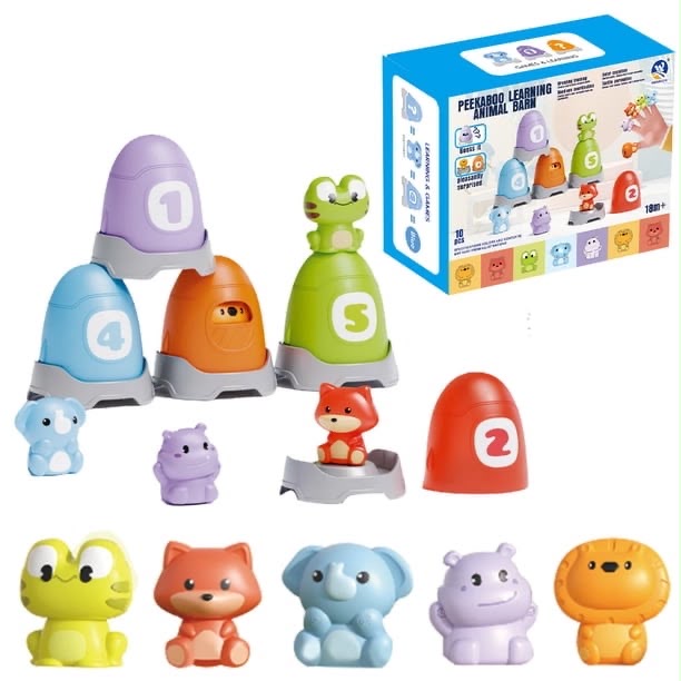 Peekaboo Learning Animal Barn – Montessori Stacking & Animal Matching Toy for Toddlers