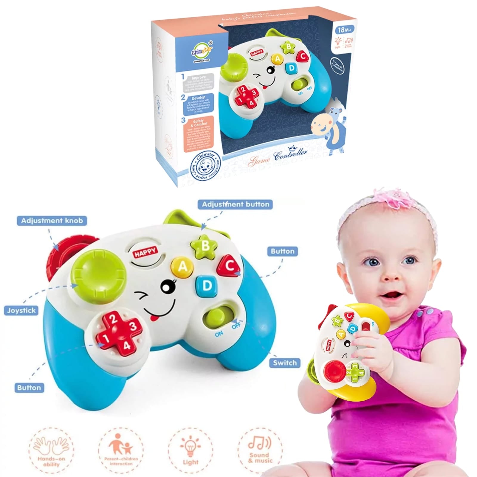 Baby Musical Game Controller Toy with Lights & Sounds – Educational Learning Toy for Toddlers 18+ Months