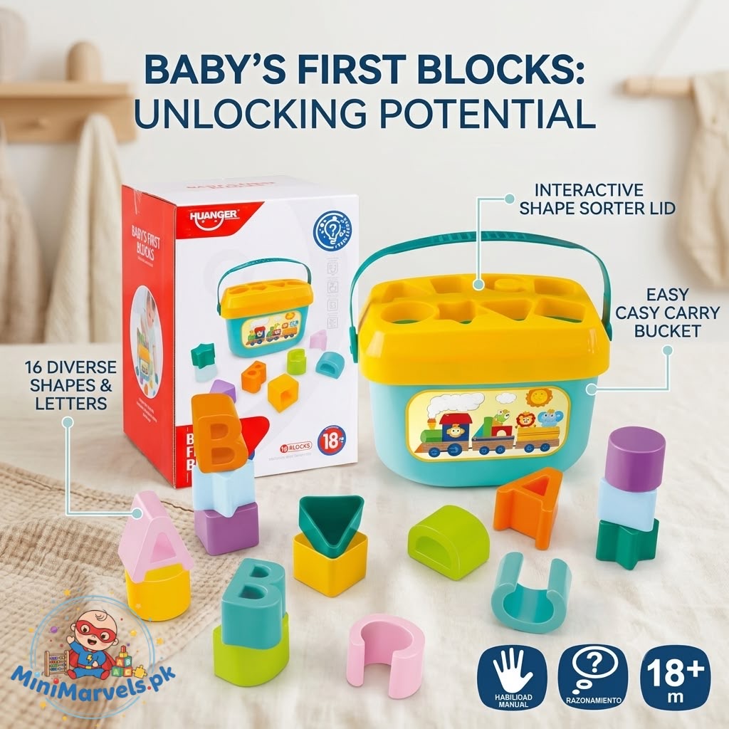 Educational Shape Sorter & Letter Blocks Bucket