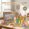 Wooden Acrylic Transparent Building Blocks Set – 24-Piece Rainbow Sensory Light & Shadow Stacking Blocks for Toddlers