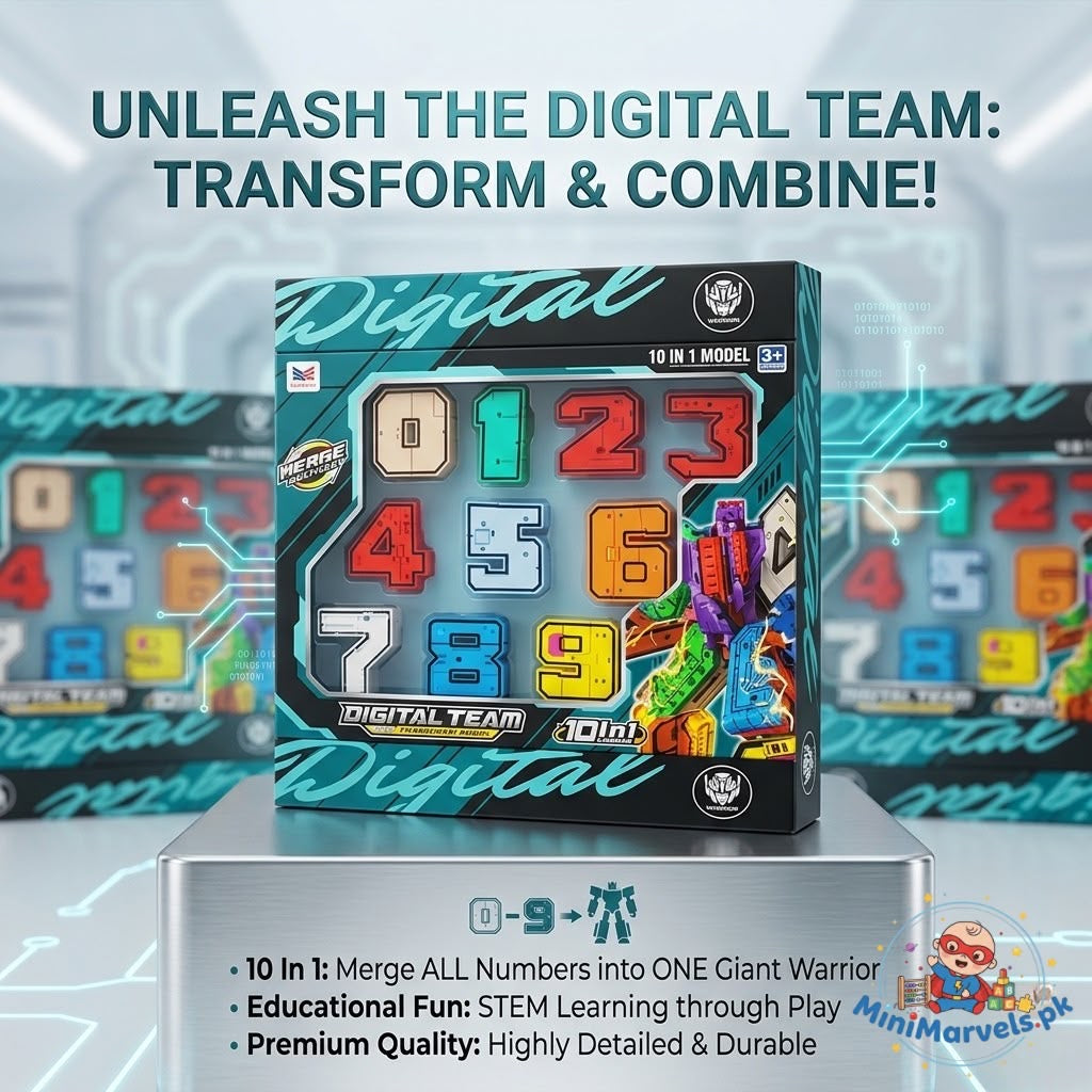 10-in-1 Transforming Number Robots Toy Set