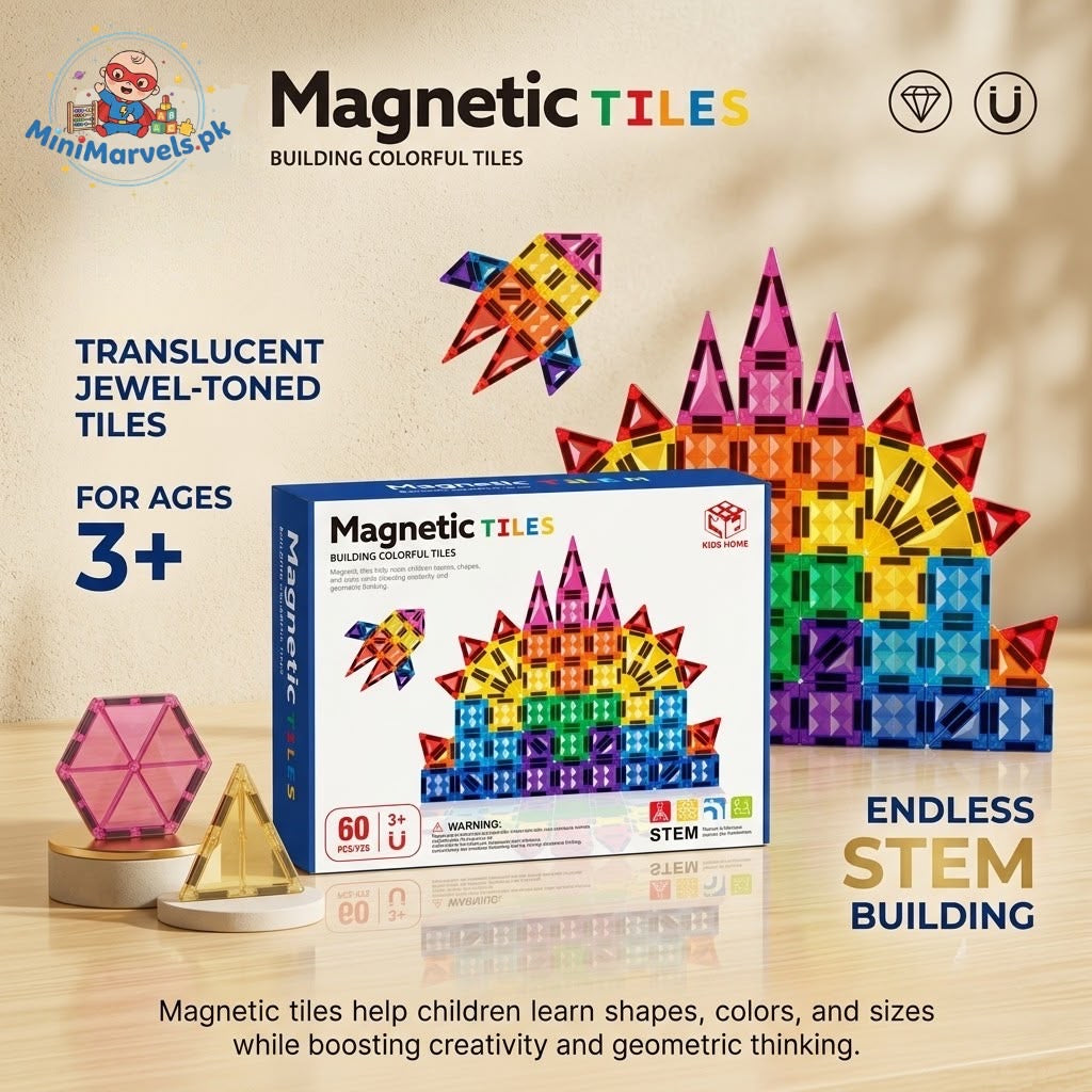 Magnetic Tiles Deluxe Set - Premium STEM Building Toy