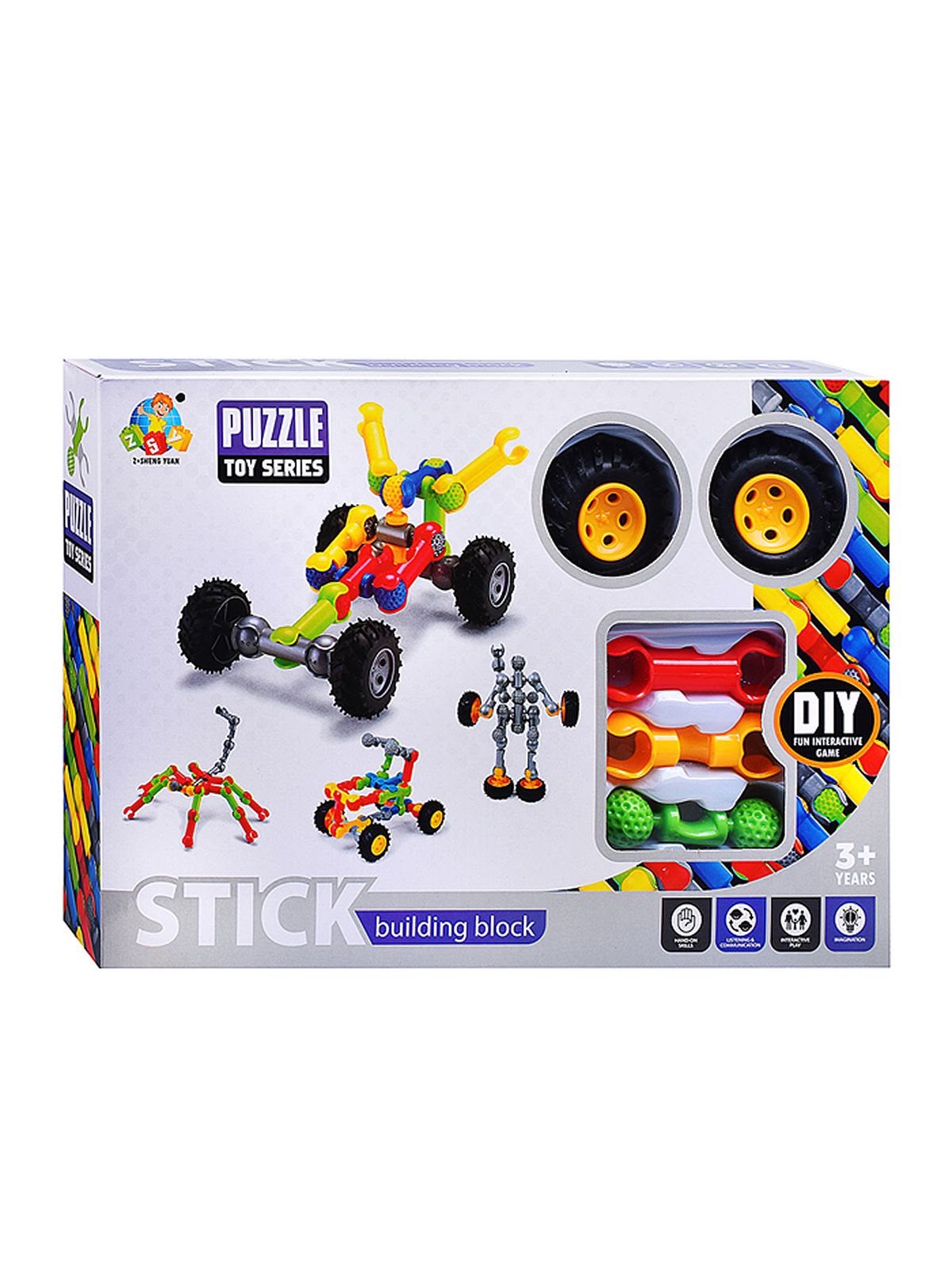 DIY Stick Building Blocks Construction Toy with Wheels – 22 Pcs
