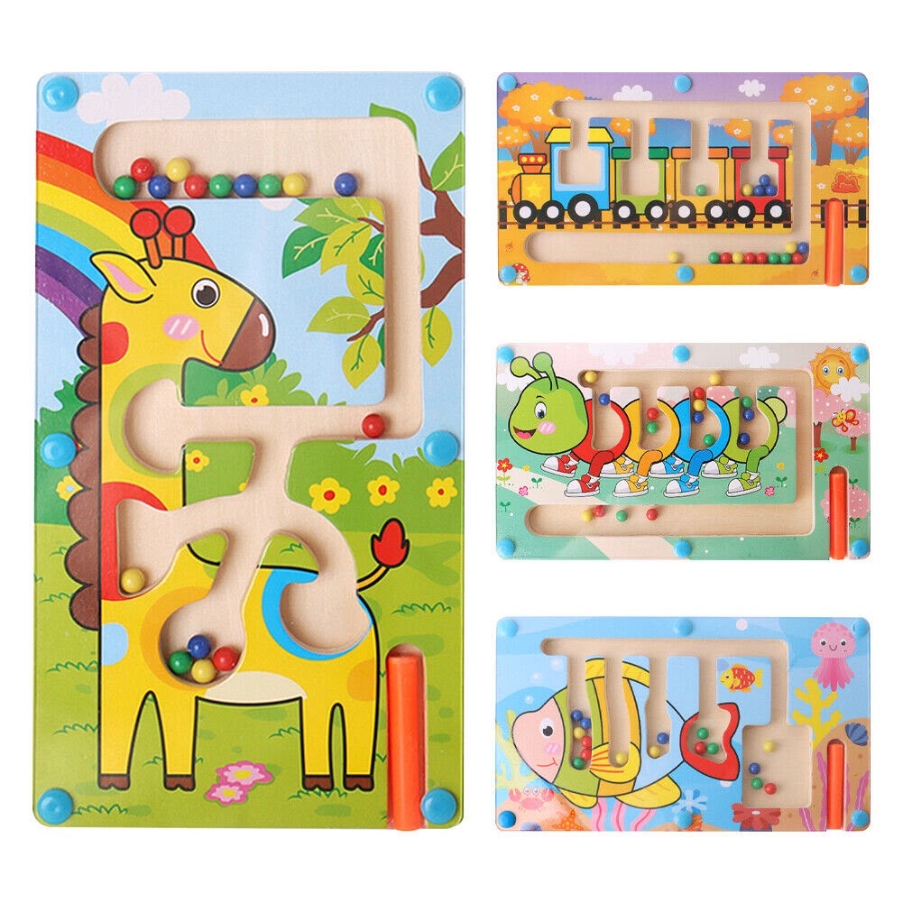 Wooden Magnetic Learning Maze Color Matching Board