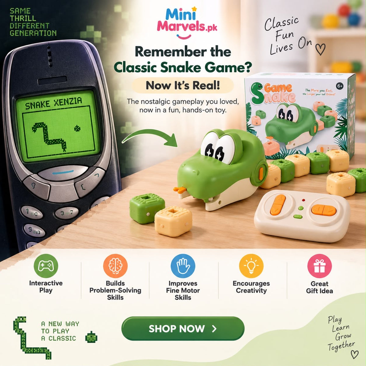 Game Snake Remote Control Toy for Kids – Interactive Growing Snake Learning Toy