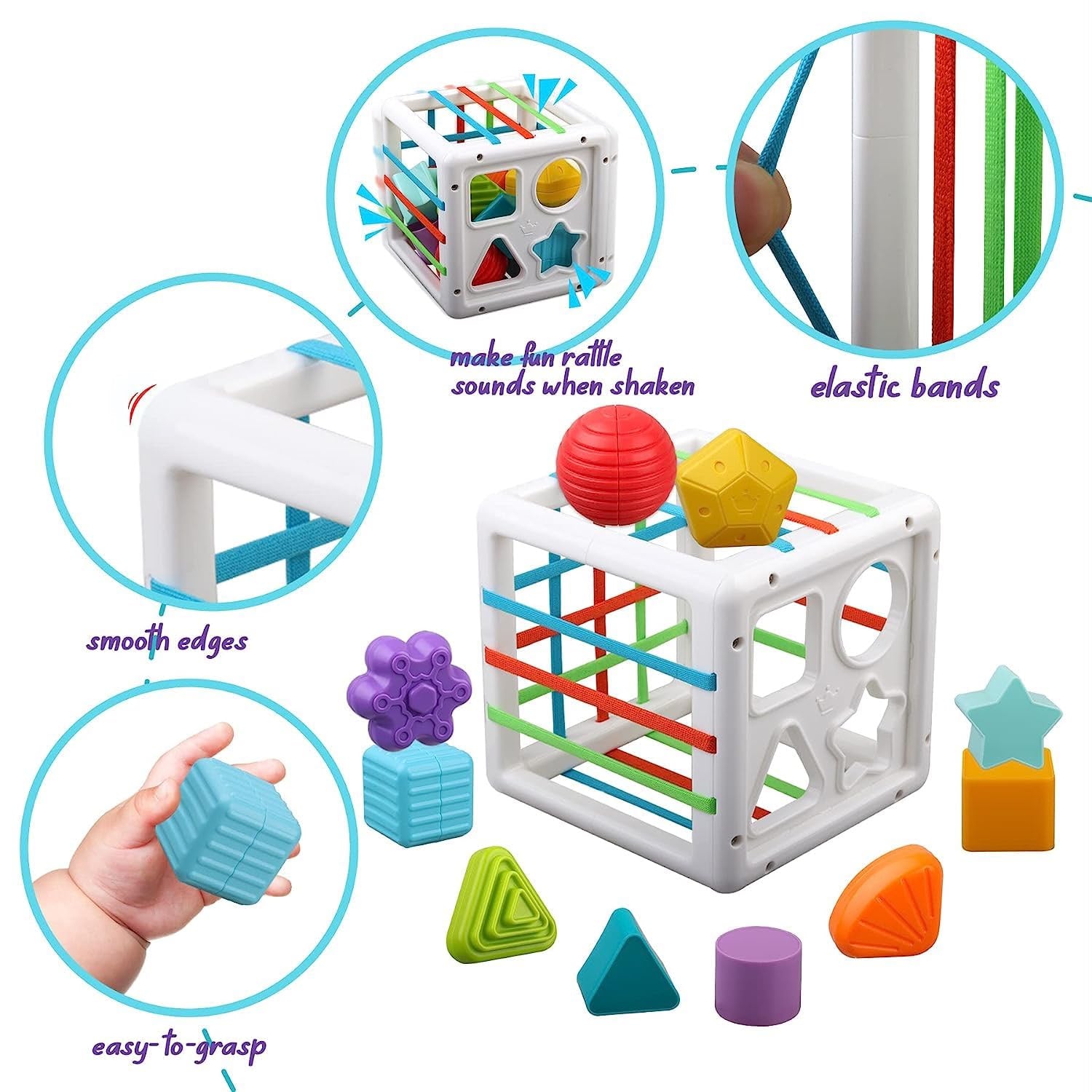 Play & Grow Sensory Shape Sorter Cube Baby Toy