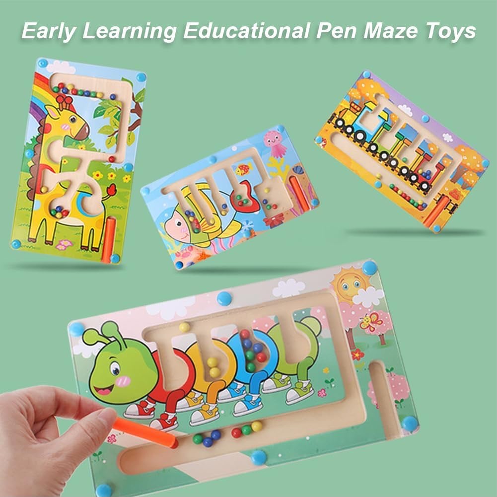 Wooden Magnetic Learning Maze Color Matching Board