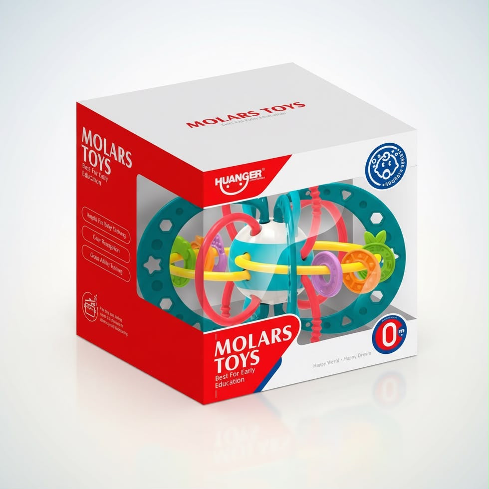Huanger Activity Baby Teething Ring Rattle Toy