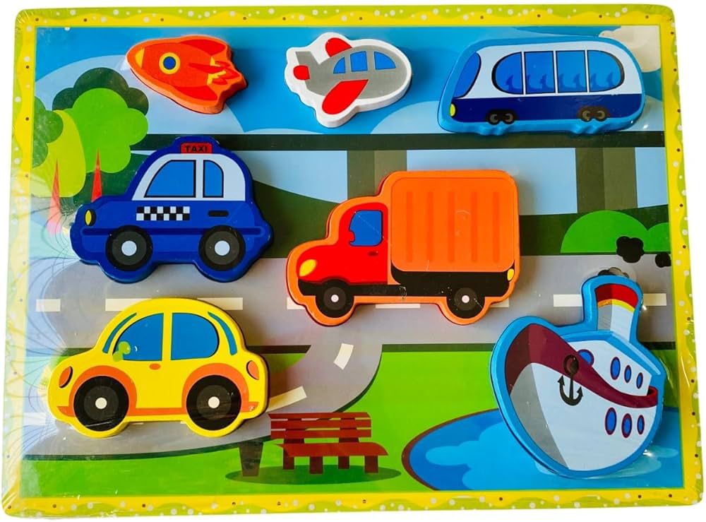 Wooden Chunky 7 Piece Vehicles Puzzle for Kids
