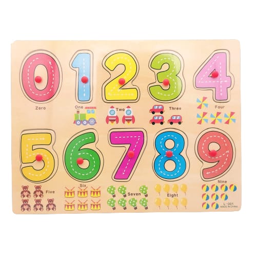 Wooden 0-9 Numbers Peg Puzzle Board