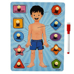 2 in 1 Human Body Knob Double Sided Board with Writing Activity
