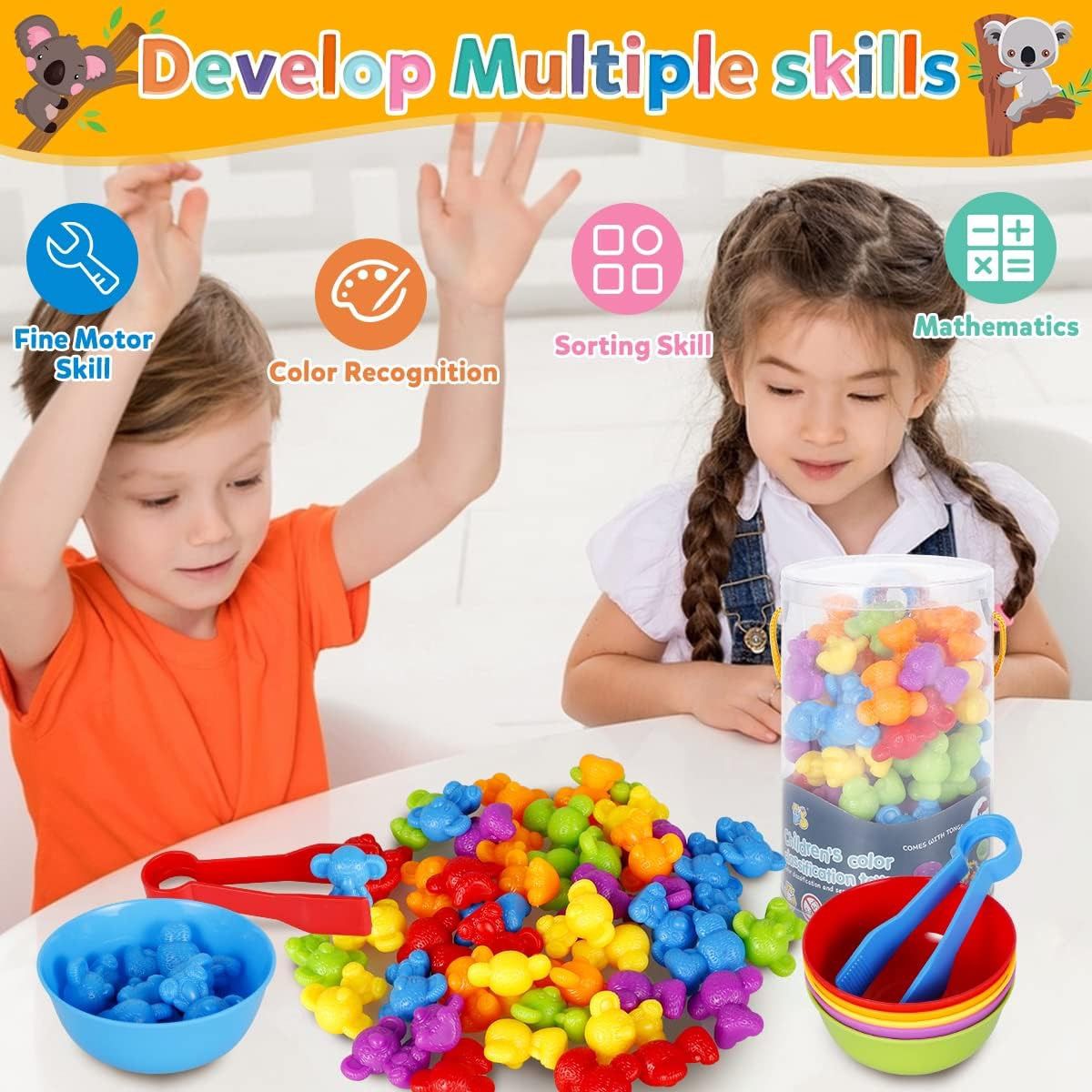 Colorful Counting Bears with Matching Cups – Sort, Count & Color Recognition Learning Toy