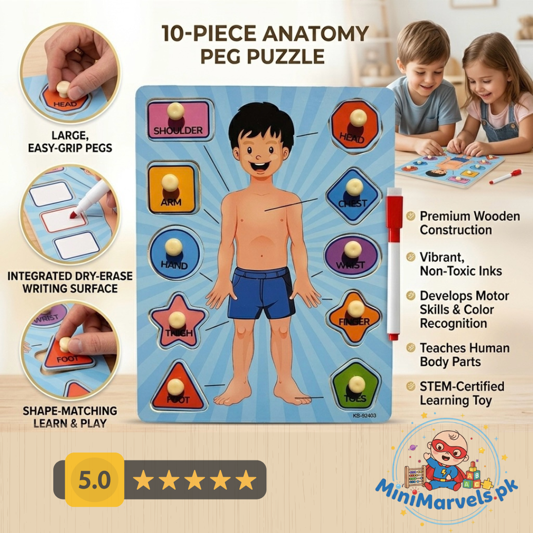 2 in 1 Human Body Knob Double Sided Board with Writing Activity