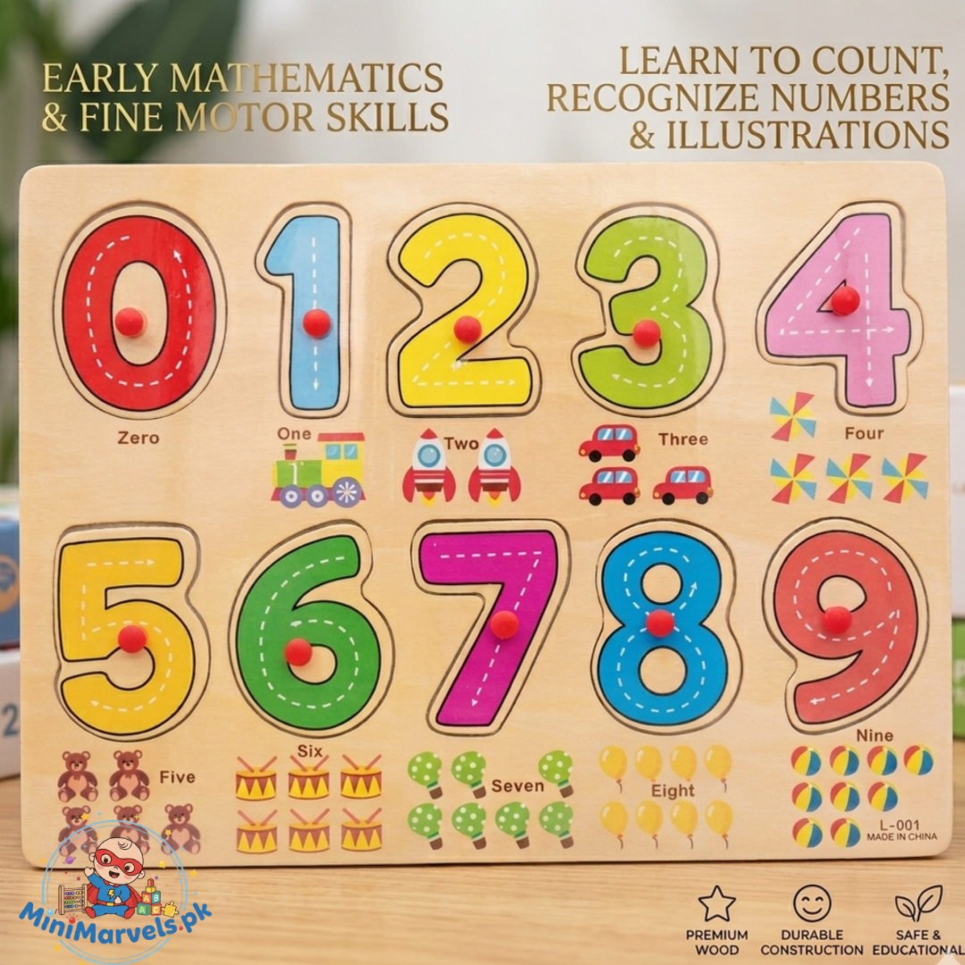 Wooden 0-9 Numbers Peg Puzzle Board