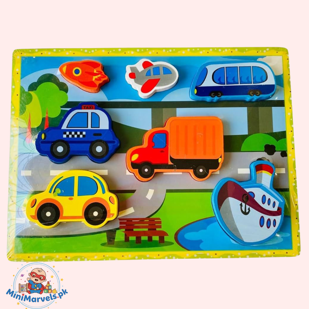 Wooden Chunky 7 Piece Vehicles Puzzle for Kids