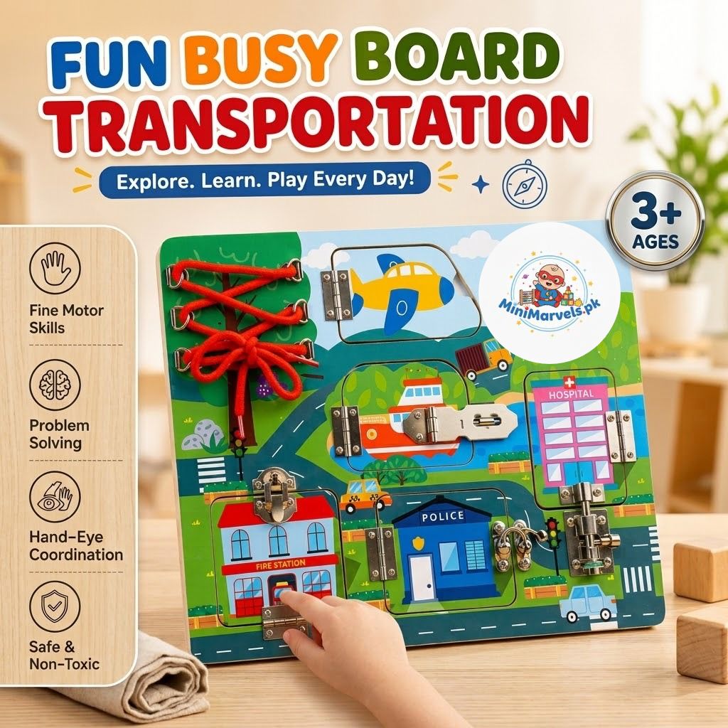 Fun Busy Board – Urban Transportation Educational Activity Board for Kids
