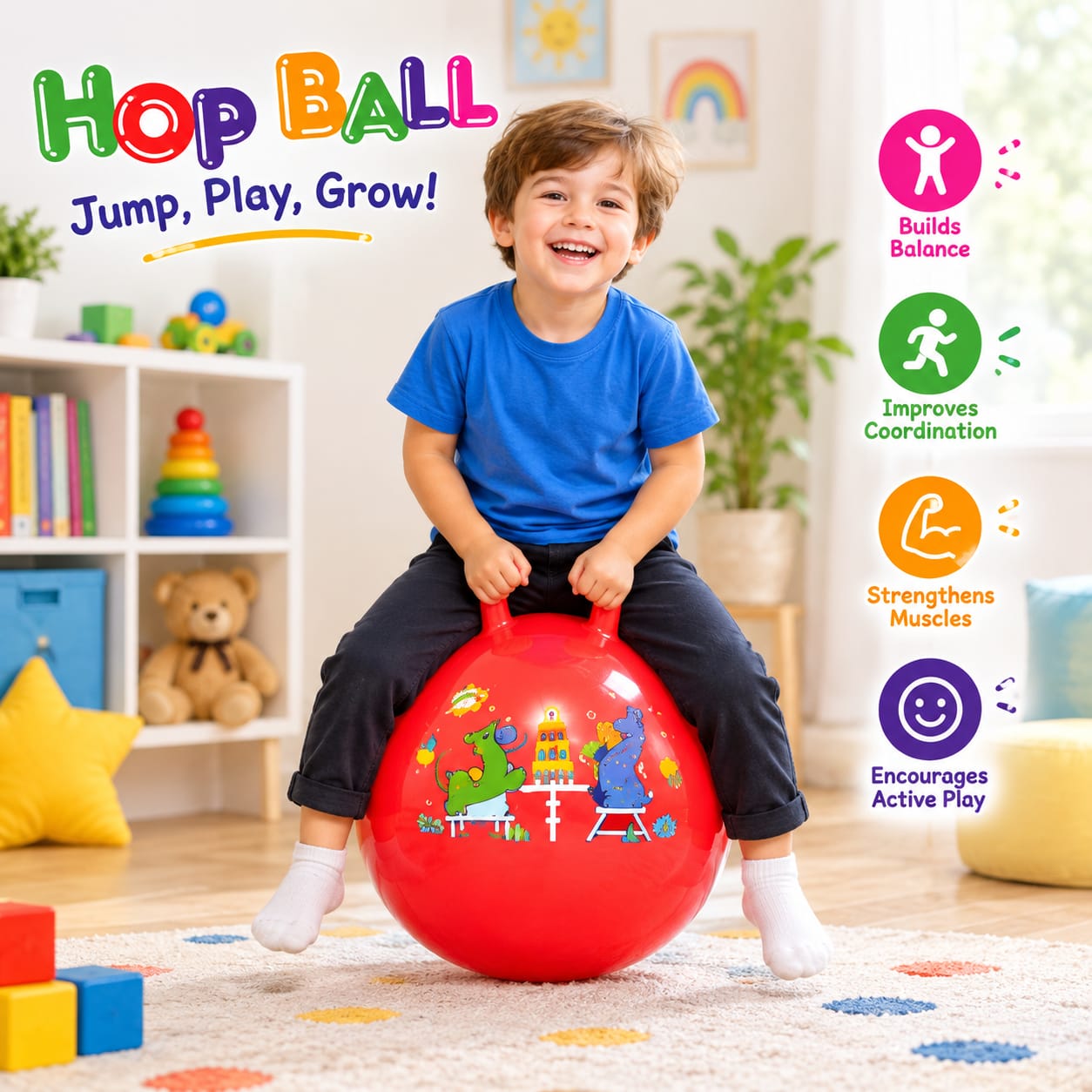 Hop Ball for Kids 4+ | Bouncing Exercise & Coordination Toy