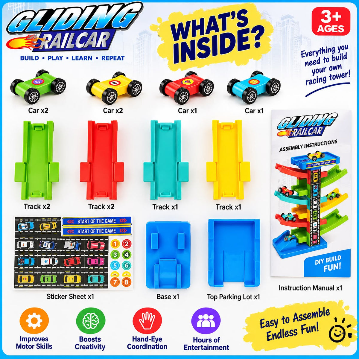 DIY Gliding Rail Car Track Set for Kids | Educational Racing Toy 3+