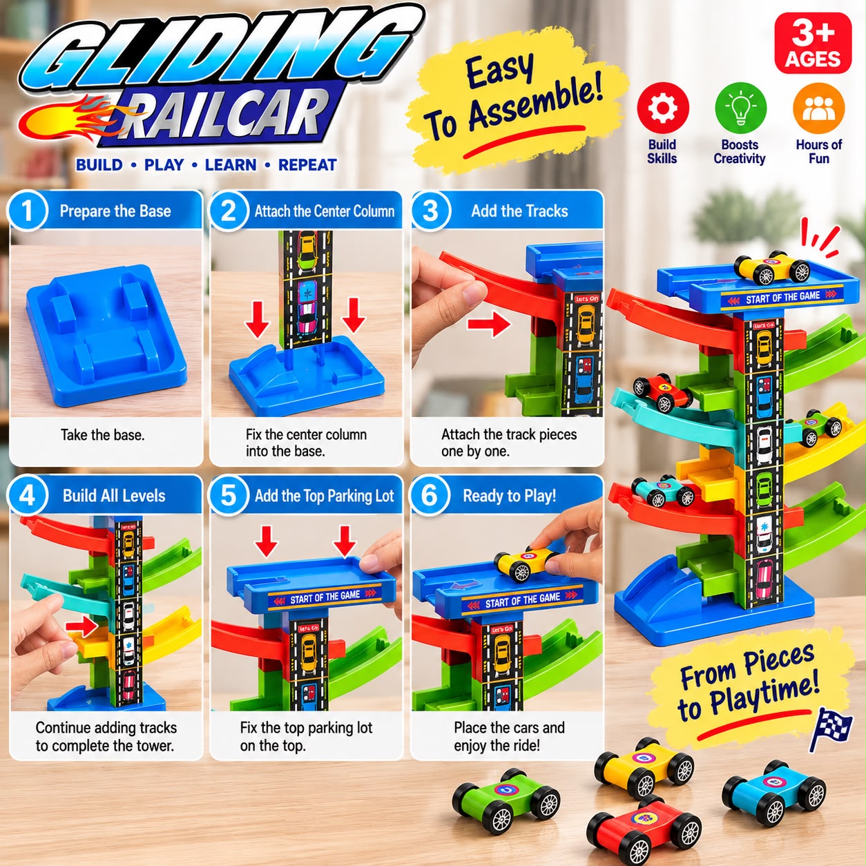 DIY Gliding Rail Car Track Set for Kids | Educational Racing Toy 3+