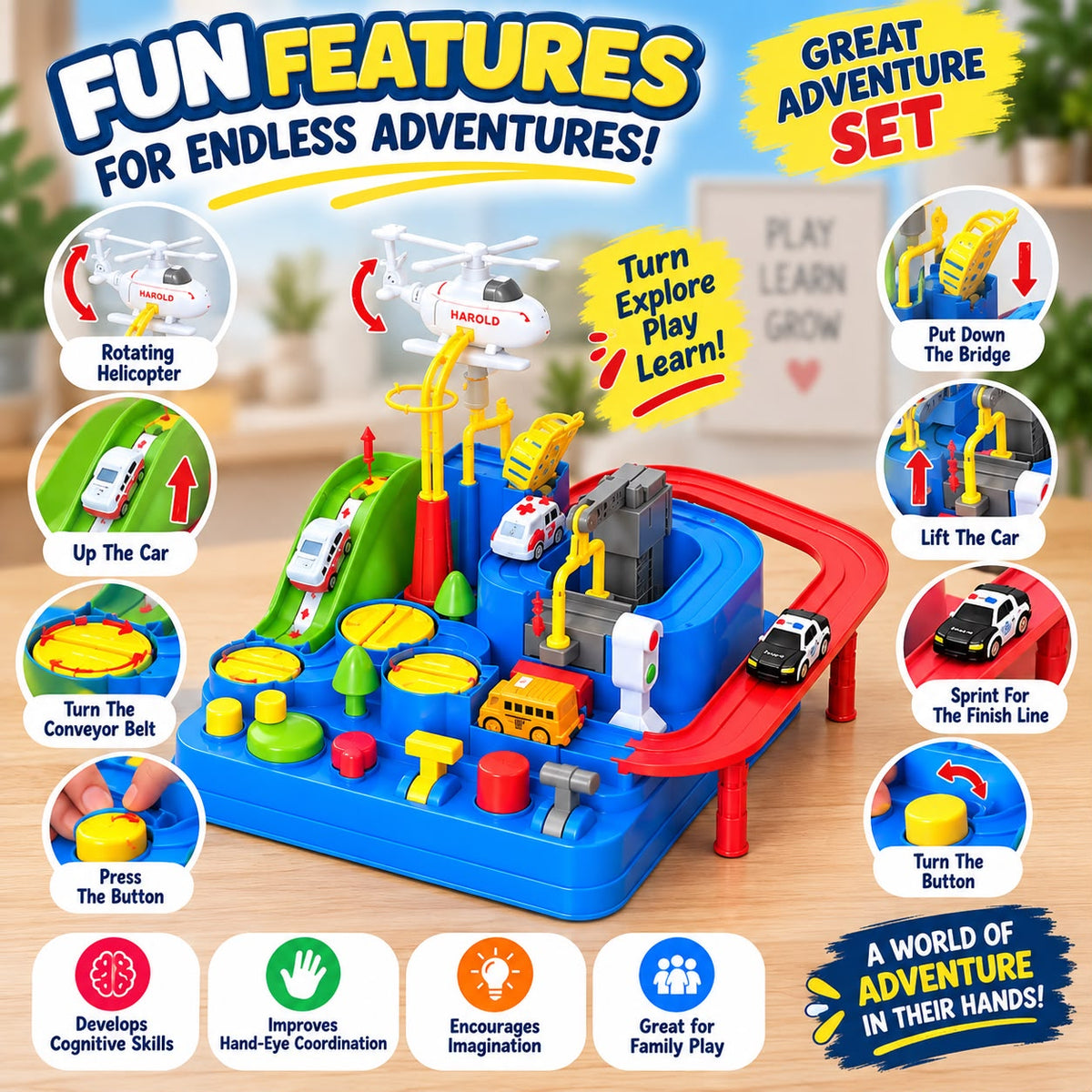 Great Adventure Set | Interactive Car Racing Track for Kids