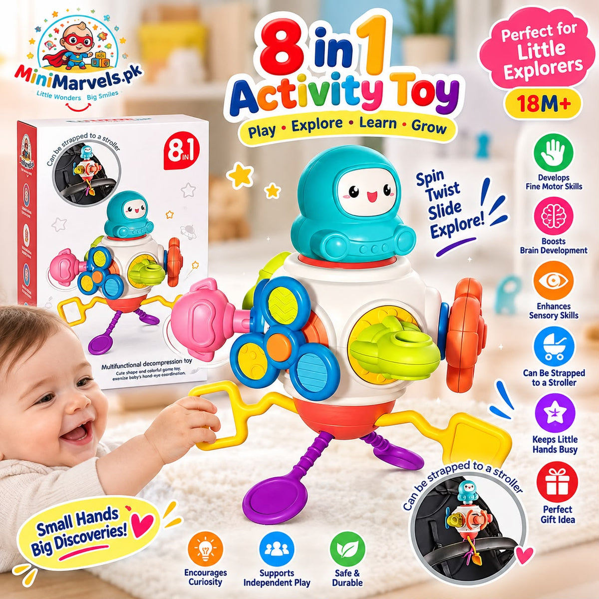 8-in-1 Activity Toy for Toddlers – Interactive Educational Sensory Learning Toy