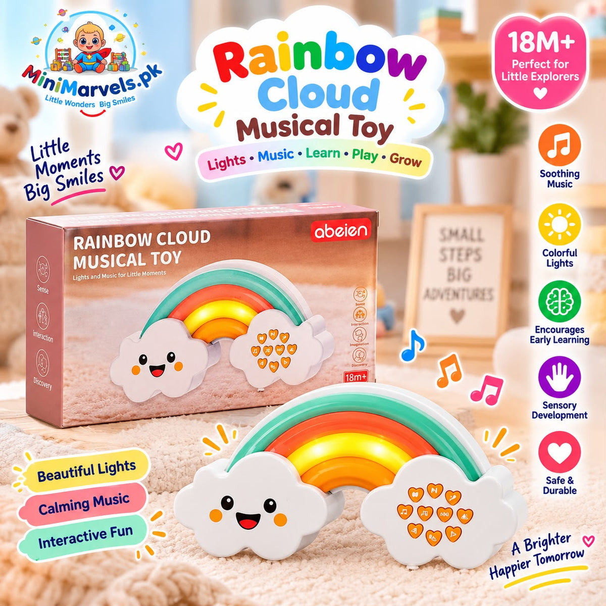 Rainbow Cloud Musical Toy – Baby Light & Music Learning Toy
