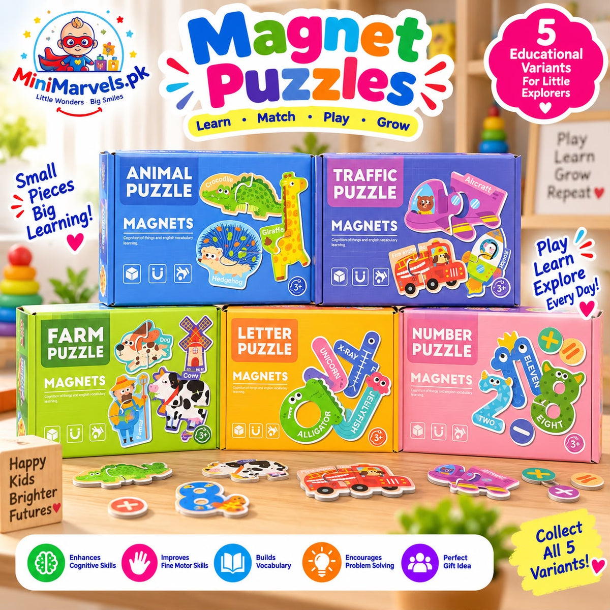 Magnetic Educational Puzzle for Kids – Animal, Farm, Traffic, Letter & Number