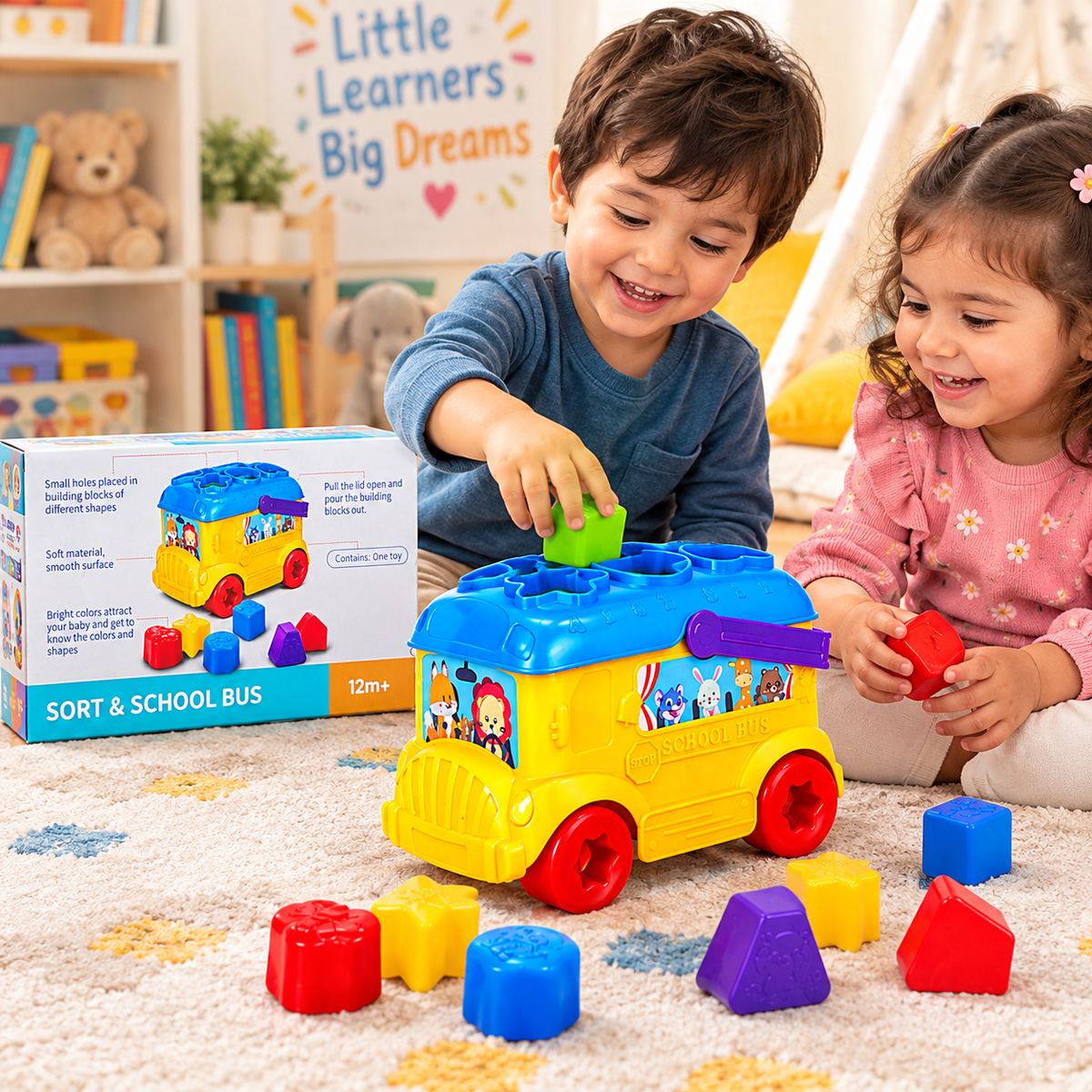 🚌 Sort & School Bus – Shape Sorting Educational Toy