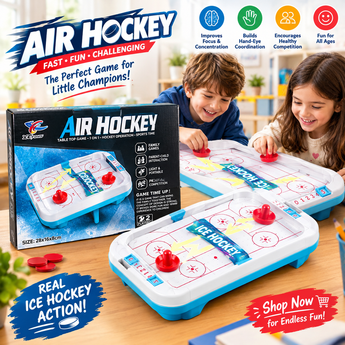 Kids Air Hockey Table – 2 Player Indoor Game