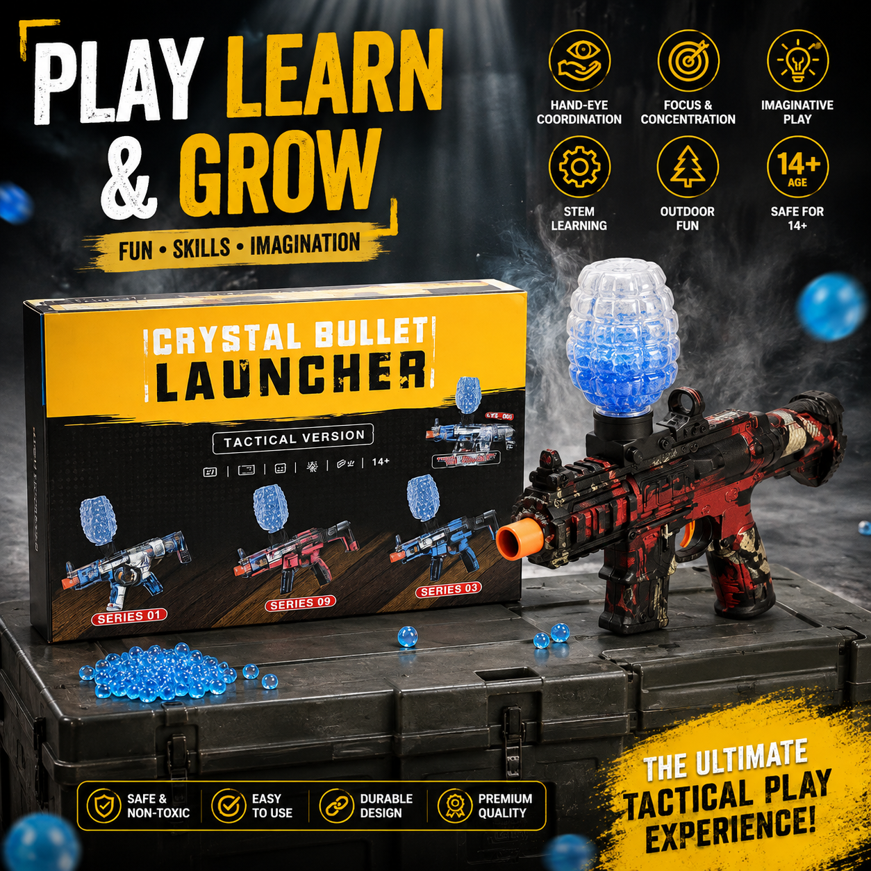 Rechargeable Crystal Bullet Launcher Gun – Electric Gel Ball Blaster Toy For Kids