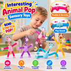 Telescopic Giraffe Suction Sensory Toy – Pack of 3 | Stretchy & Flexible Animal Pop Toy