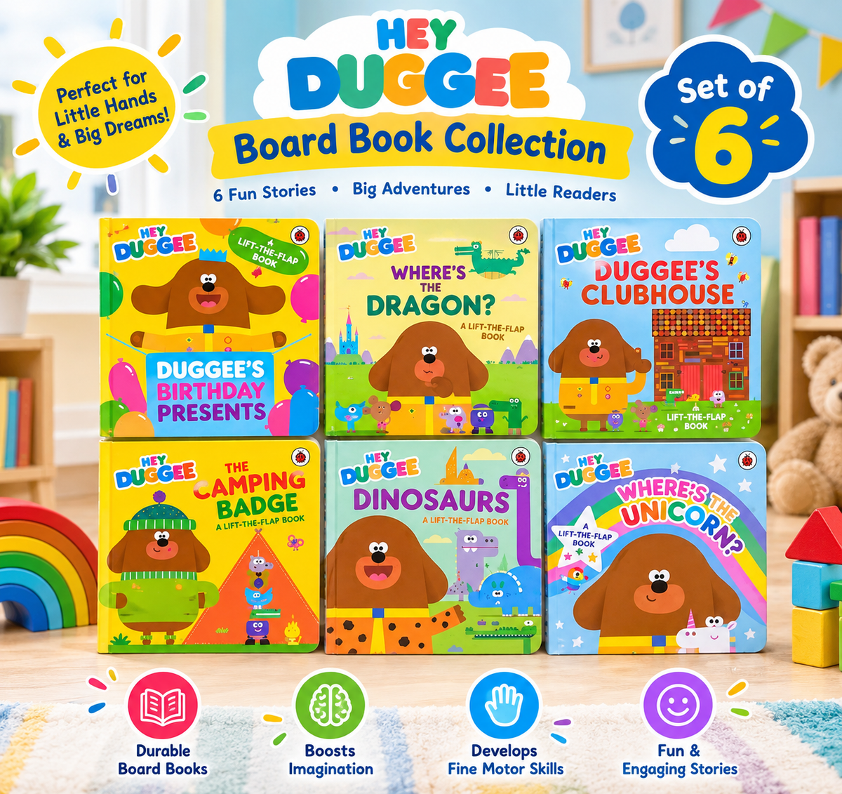 Hey Duggee Lift-the-Flap Board Books – Set of 6