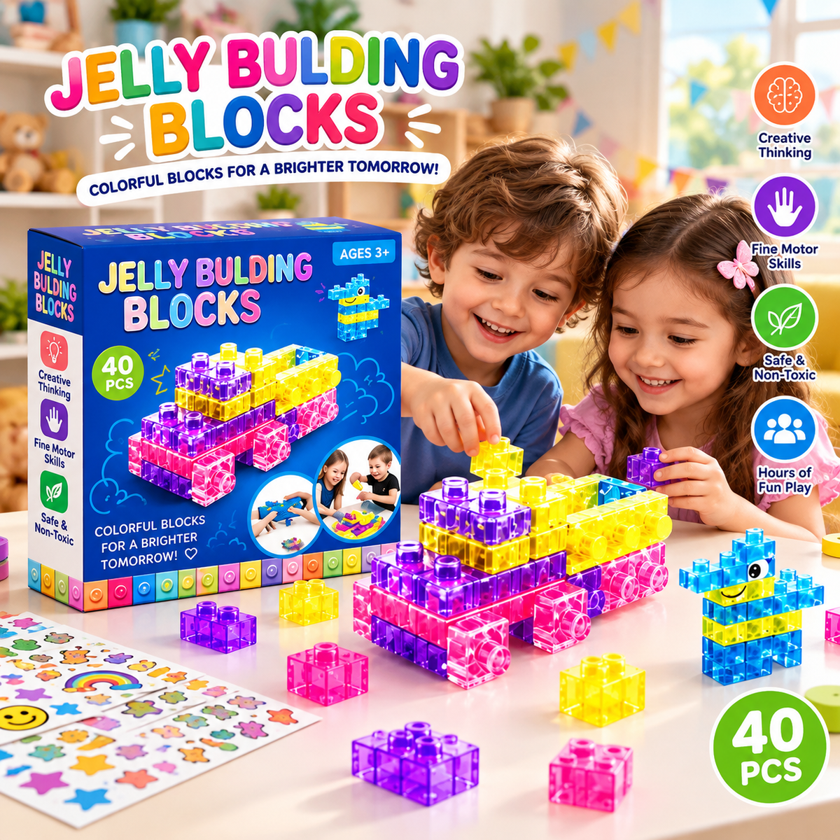Jelly Gummy Blocks - 40 Pcs