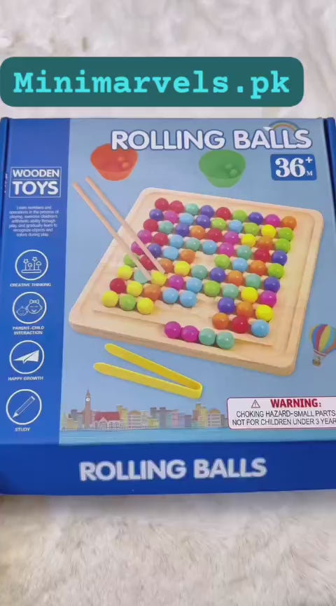 Wooden Rolling Chopsticks Bead Ball Activity