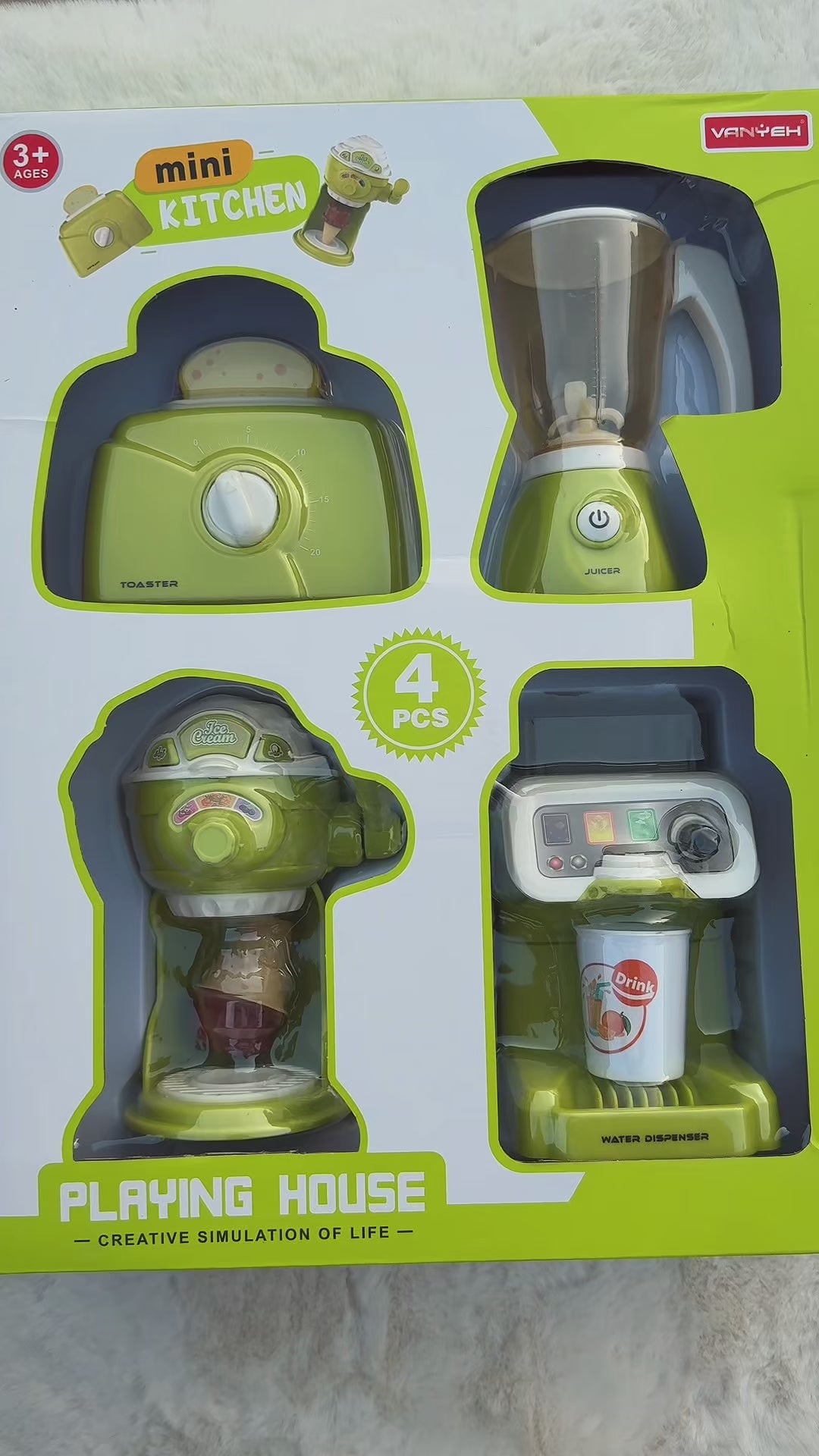 4-Piece Kids Mini Kitchen Appliance Toy Set