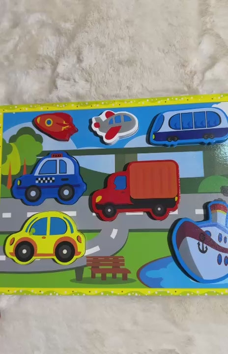 Wooden Chunky 7 Piece Vehicles Puzzle for Kids