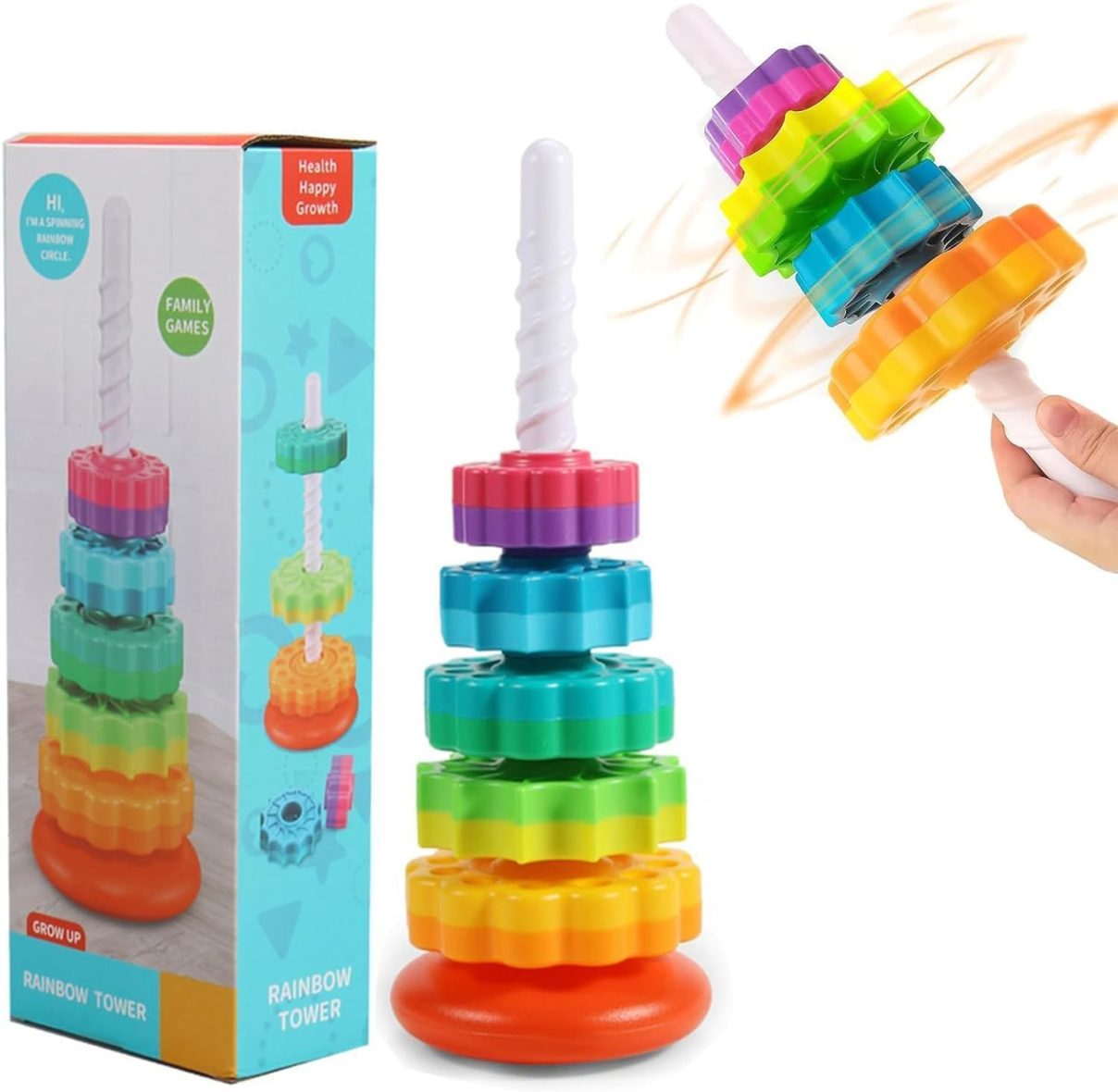 Rainbow Stack & Spin Toy